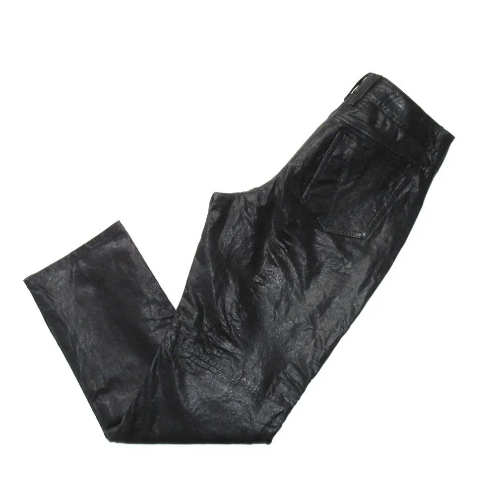 NWT J.Crew Collection Straight-leg Leather Pant in Black Heavyweight Relaxed 14